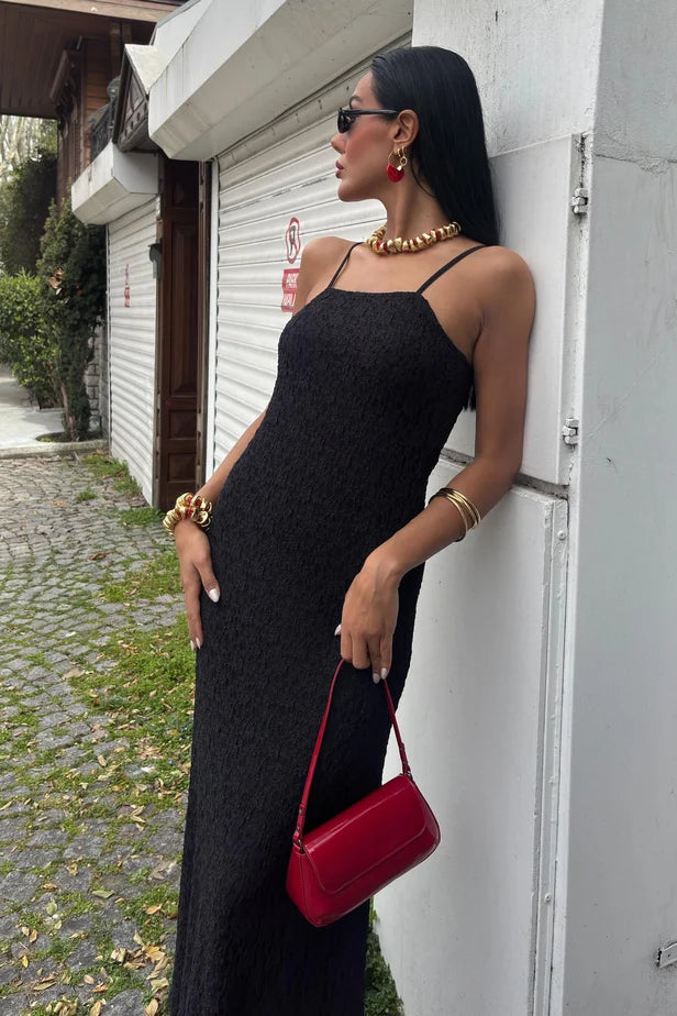 Julia Lace Knit Maxi Dress with Adjustable Straps