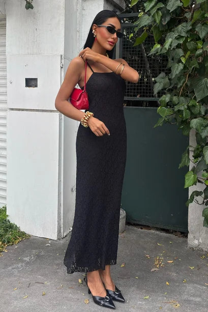 Julia Lace Knit Maxi Dress with Adjustable Straps