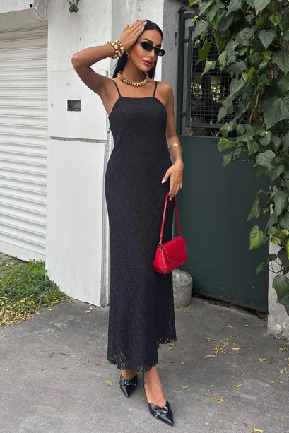 Julia Lace Knit Maxi Dress with Adjustable Straps