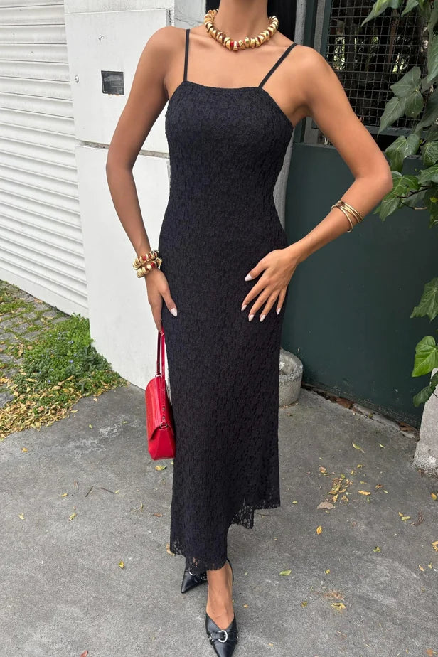 Julia Lace Knit Maxi Dress with Adjustable Straps