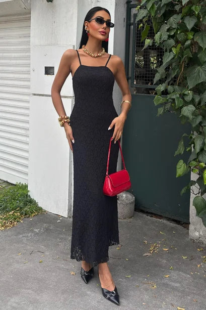 Julia Lace Knit Maxi Dress with Adjustable Straps