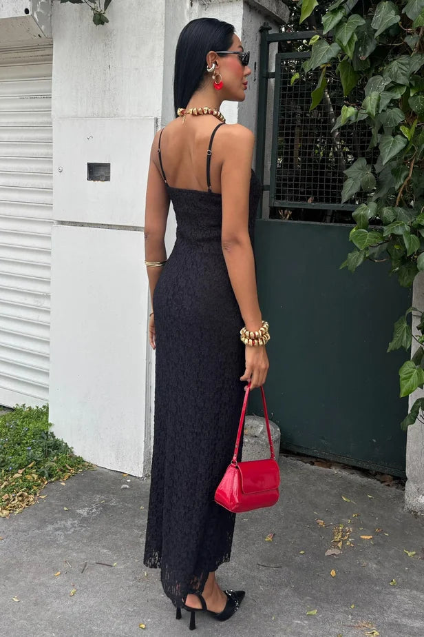 Julia Lace Knit Maxi Dress with Adjustable Straps
