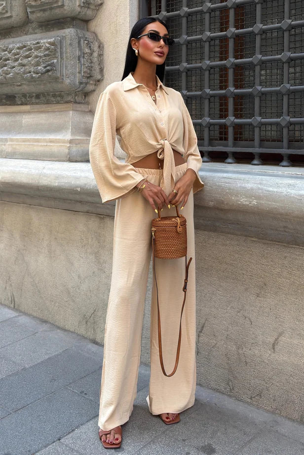 Ayrobin Shirt & Wide-Leg Trousers Set
