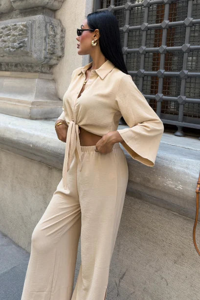 Ayrobin Shirt & Wide-Leg Trousers Set