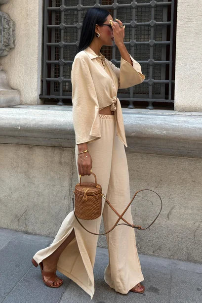 Ayrobin Shirt & Wide-Leg Trousers Set