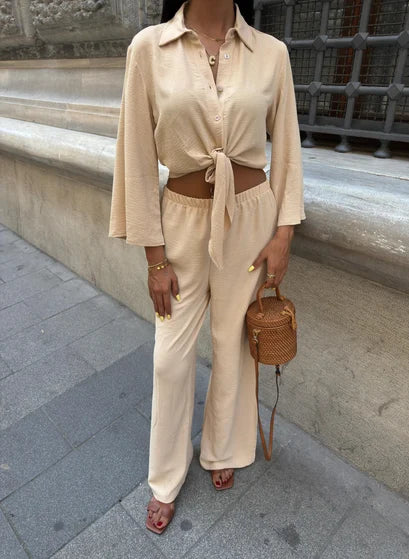 Ayrobin Shirt & Wide-Leg Trousers Set