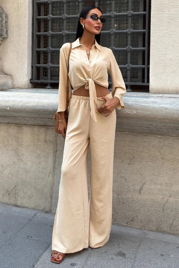 Ayrobin Shirt & Wide-Leg Trousers Set