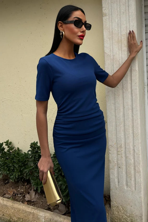 Agathe Midi Dress with Pleated Waist