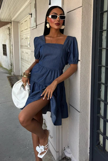Clementine Square-Neck Cotton Mini Dress