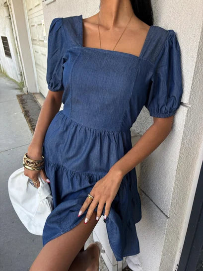 Clementine Square-Neck Cotton Mini Dress