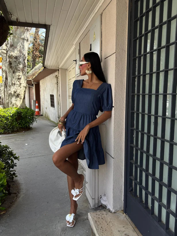 Clementine Square-Neck Cotton Mini Dress