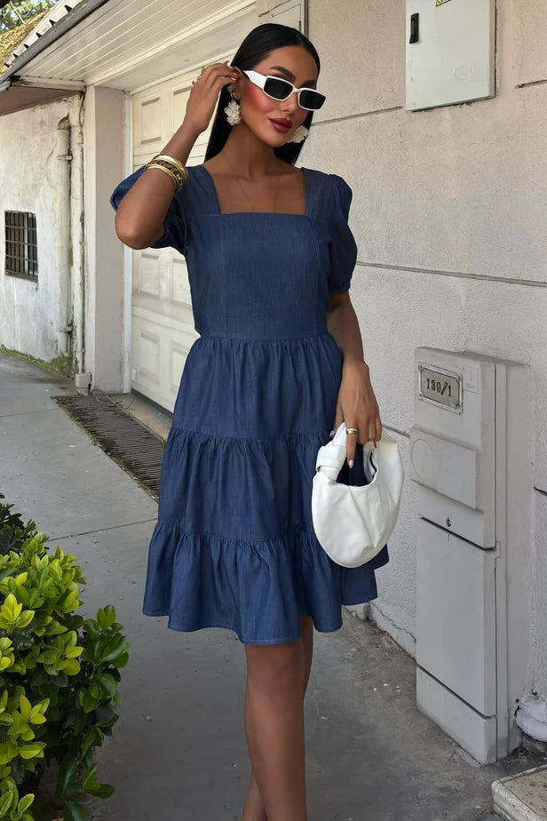 Clementine Square-Neck Cotton Mini Dress