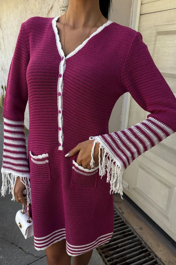 Lili Knitted Midi Dress with Button Closure