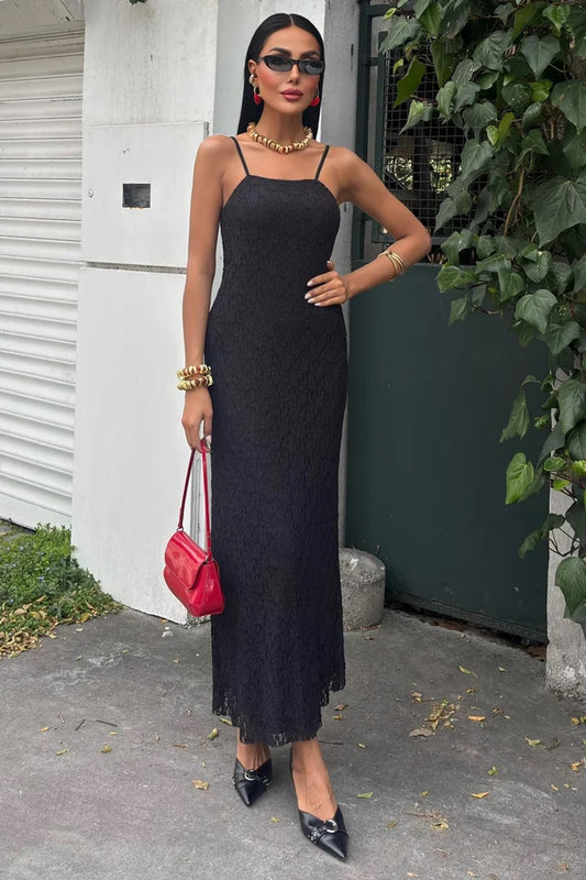 Julia Lace Knit Maxi Dress with Adjustable Straps