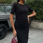 Adeline Midi Dress with Pleated Waist