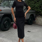 Adeline Midi Dress with Pleated Waist