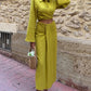 Olympe Linen Crop Shirt & Draped Maxi Skirt Set