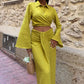 Olympe Linen Crop Shirt & Draped Maxi Skirt Set