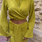 Olympe Linen Crop Shirt & Draped Maxi Skirt Set
