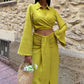 Olympe Linen Crop Shirt & Draped Maxi Skirt Set