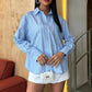 Coralie Oversized Striped Long-Sleeve Cotton Blend Shirt