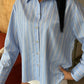 Coralie Oversized Striped Long-Sleeve Cotton Blend Shirt