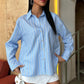 Coralie Oversized Striped Long-Sleeve Cotton Blend Shirt