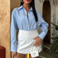 Coralie Oversized Striped Long-Sleeve Cotton Blend Shirt