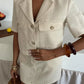 Jacqueline Tailored Short-Sleeve Blazer & Mini Skirt Suit