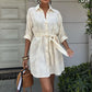 Suzene Embroidered Dress with Gold Button Detailing