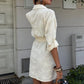 Suzene Embroidered Dress with Gold Button Detailing