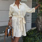 Suzene Embroidered Dress with Gold Button Detailing