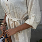 Suzene Embroidered Dress with Gold Button Detailing