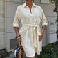 Suzene Embroidered Dress with Gold Button Detailing